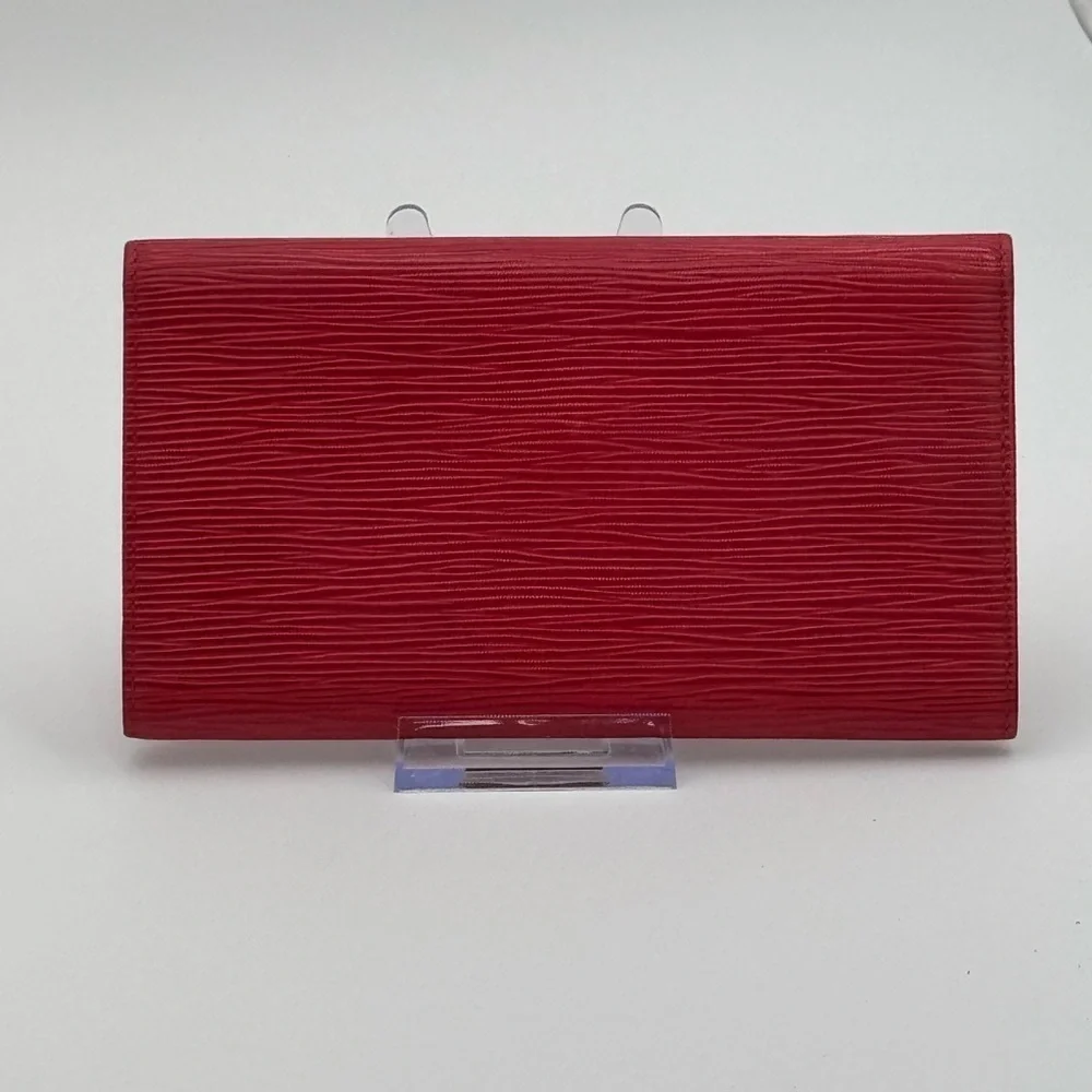 Authentic Louis Vuitton Red Epi Leather Porte Tresor International Wallet